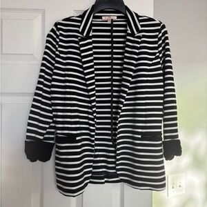 Black and White Striped Women's Blazer